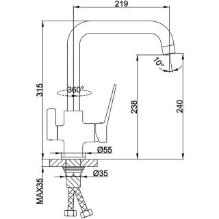 Смеситель для кухни Frap F4361 хром